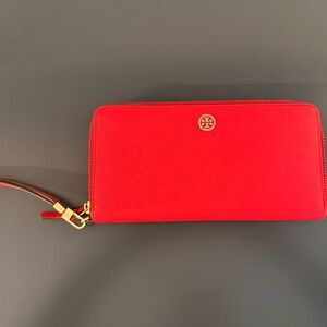 Tory Burch Vibrant Red Zip-Around Wallet